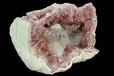 Pink Amethyst Geode Half With Calcite - Argentina #127274-1